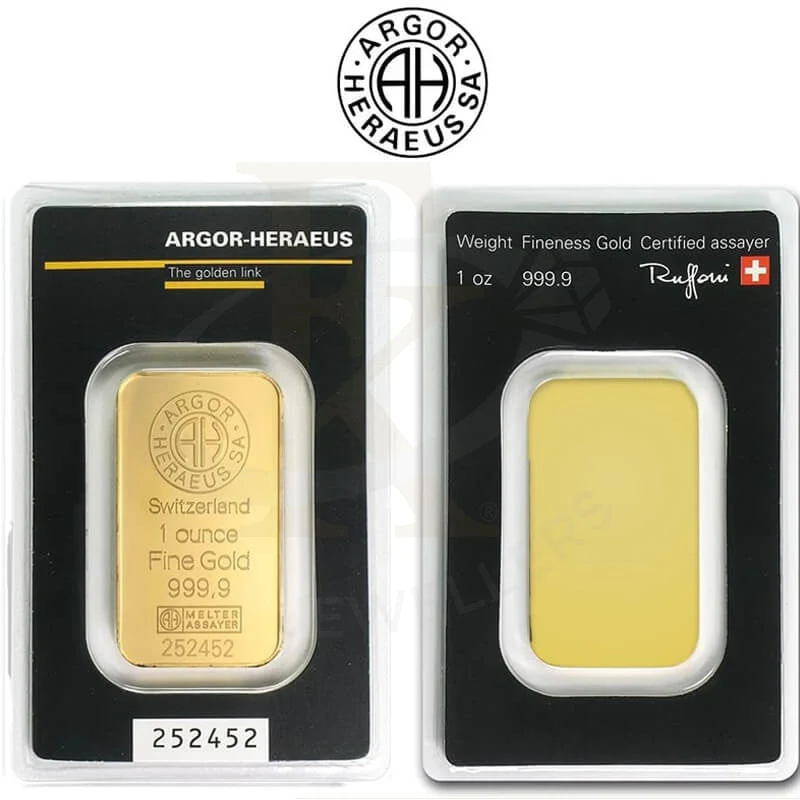 Argor Heraeus 1 Ounce Gold Bar 24KT - FKJGBR24K2207