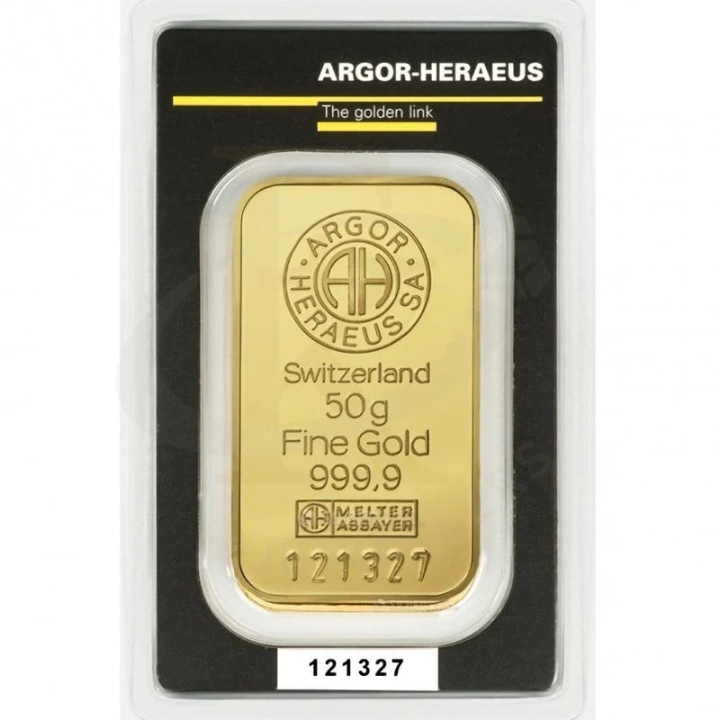 Argor Heraeus 50 Grams Gold Bar 24KT - FKJGBR24K2208 - Image 2