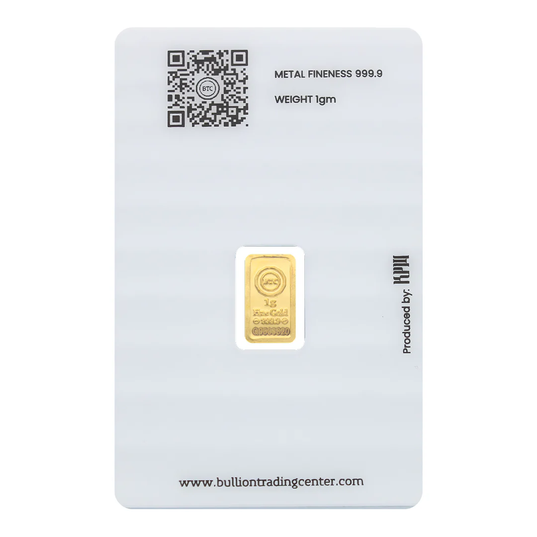 BTC 1 Gram Gold Bar 24KT - FKJGBR24K2318 - Image 2