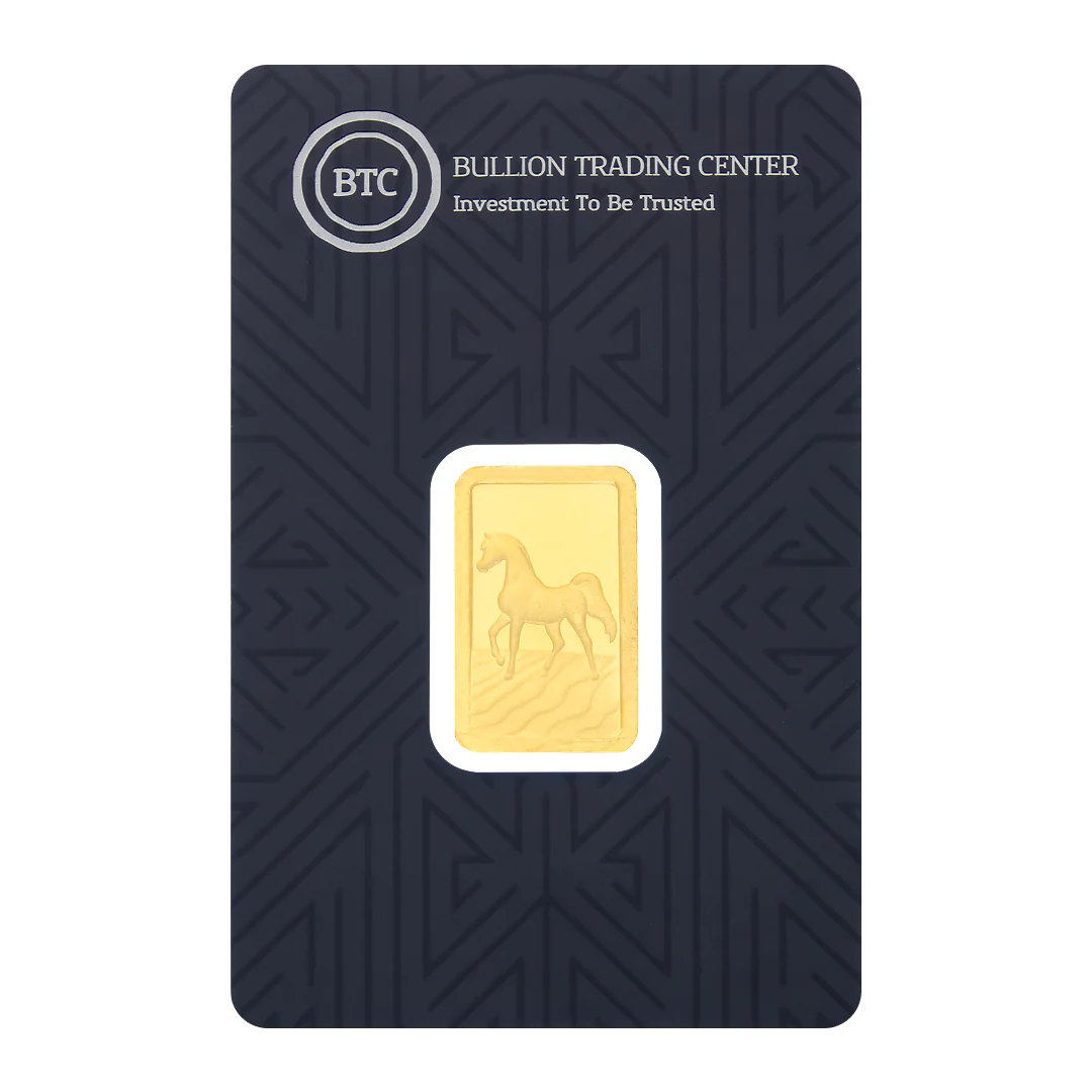 BTC 5 Grams Arabian Horse Gold Bar 24KT - FKJGBR24K6678