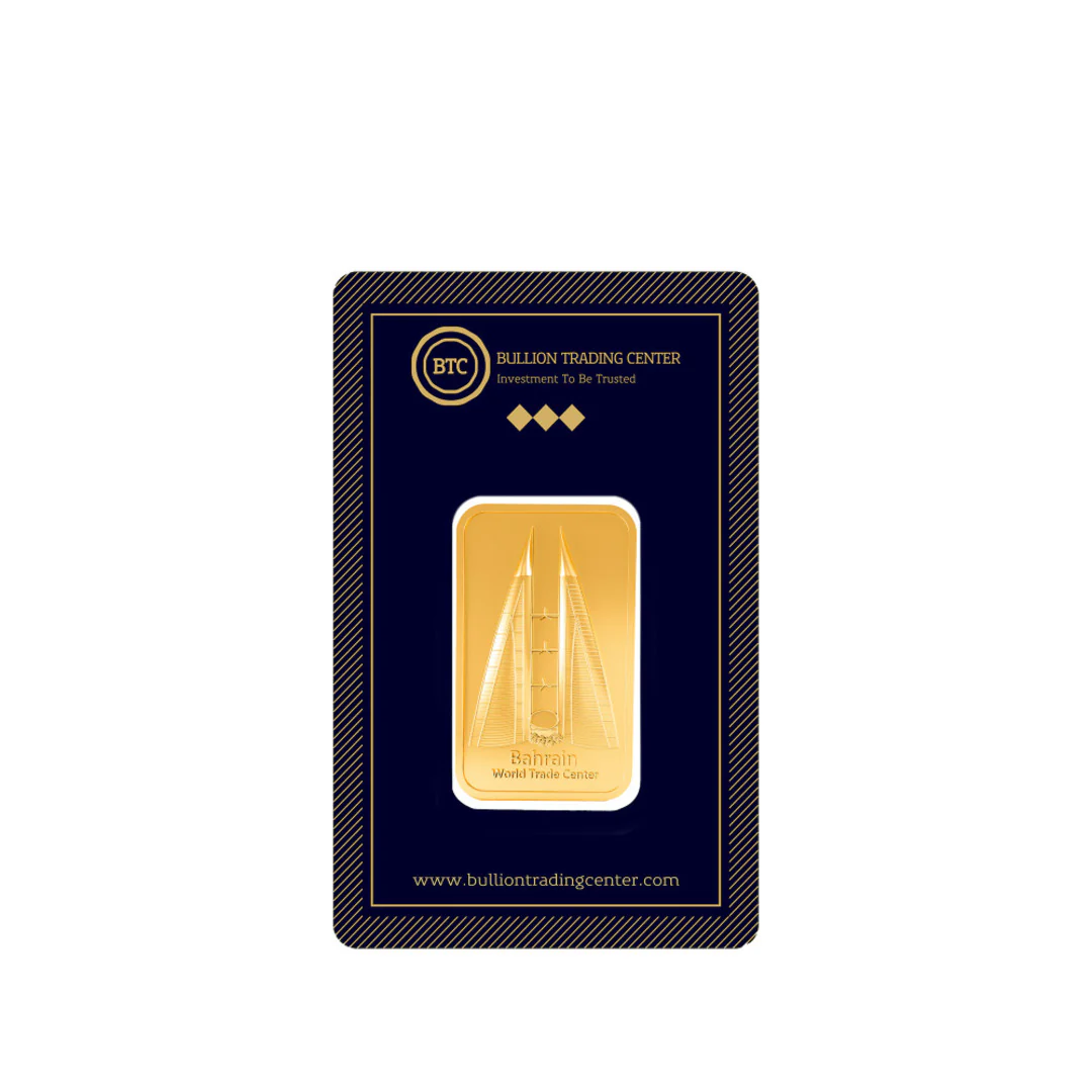 BTC 5 Grams Bahrain Towers Gold Bar 24KT - FKJGBR24K6609
