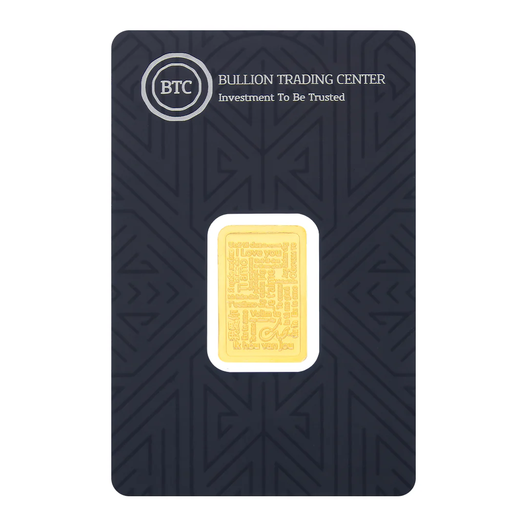 BTC 5 Grams I Love you Gold Bar 24KT - FKJGBR24K6611