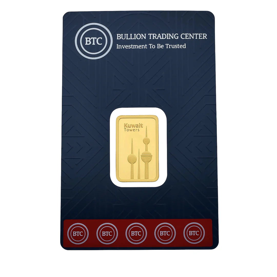 BTC 5 Grams Kuwait Towers Gold Bar 24KT - FKJGBR24K6679