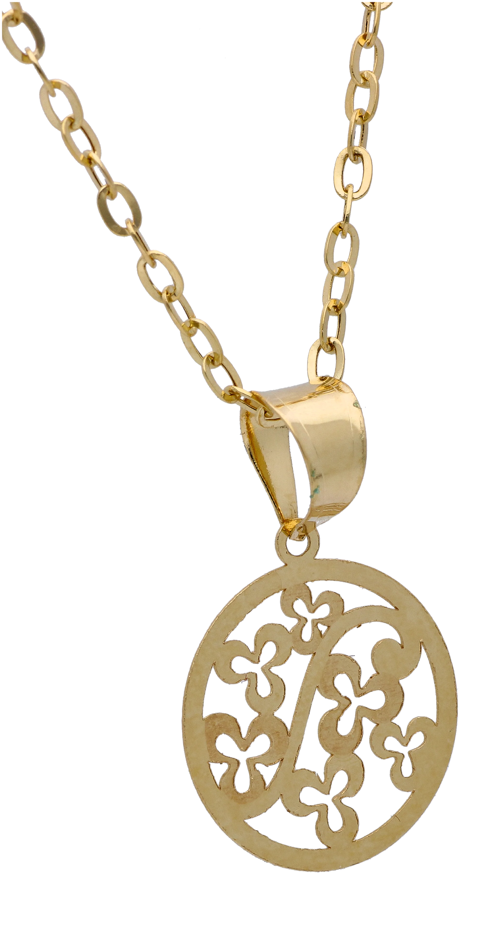 Gold Necklace (Chain with Hollow Floral Pendant) 18KT - FKJNKL18KU6300 - Image 2