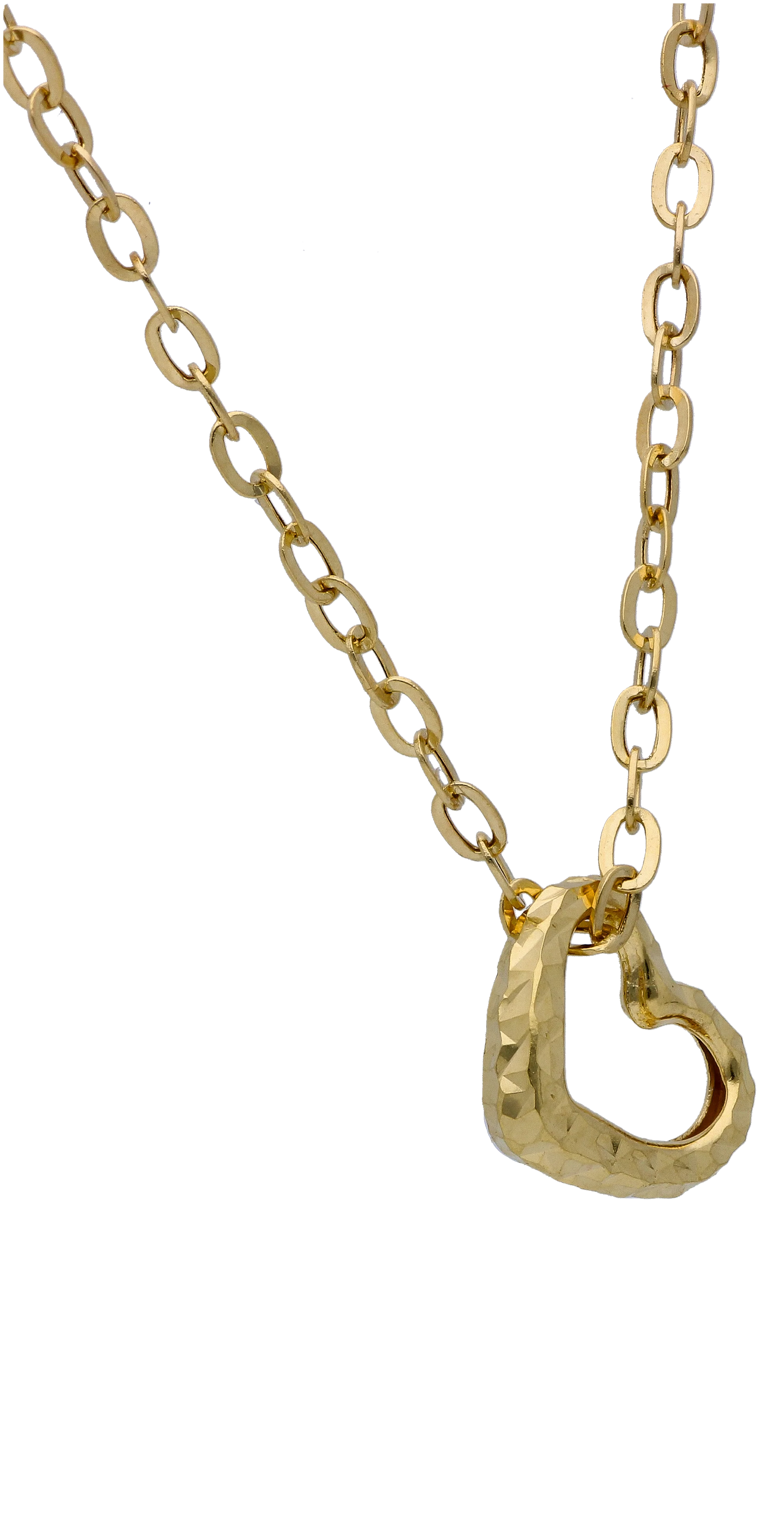 Gold Necklace (Chain with Hollow Heart Pendant) 18KT - FKJNKL18KU6306 - Image 2