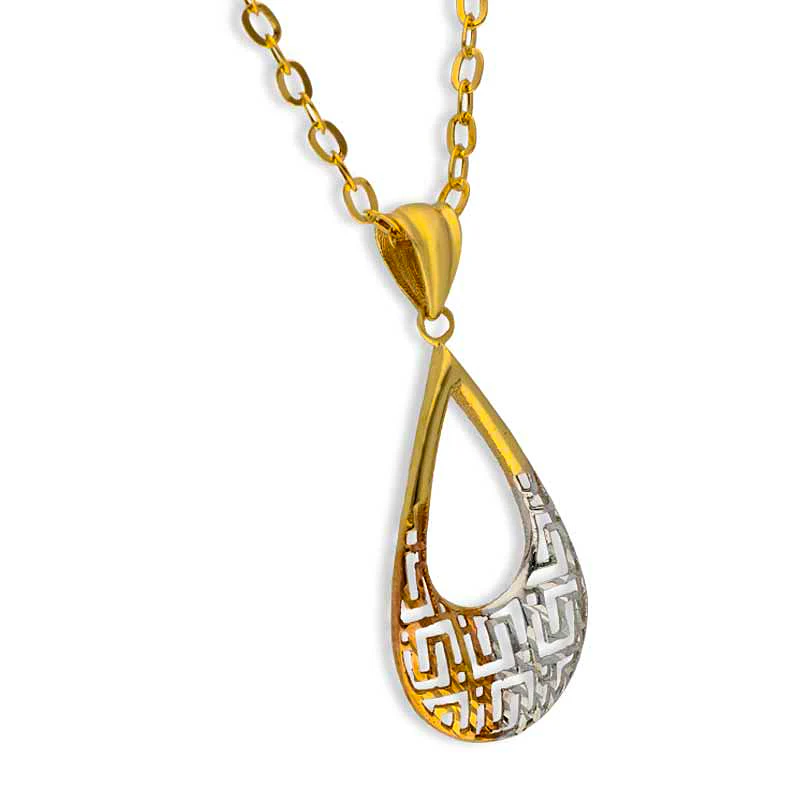 Dual Tone Gold Necklace (Chain with Pear shaped Pendant) 18KT - FKJNKL18KU1090 - Image 2