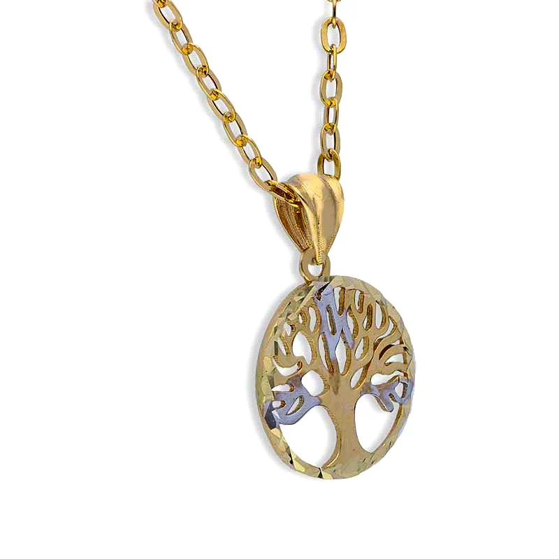 Dual Tone Gold Necklace (Chain with Tree Pendant) 18KT - FKJNKL18KU1103 - Image 2