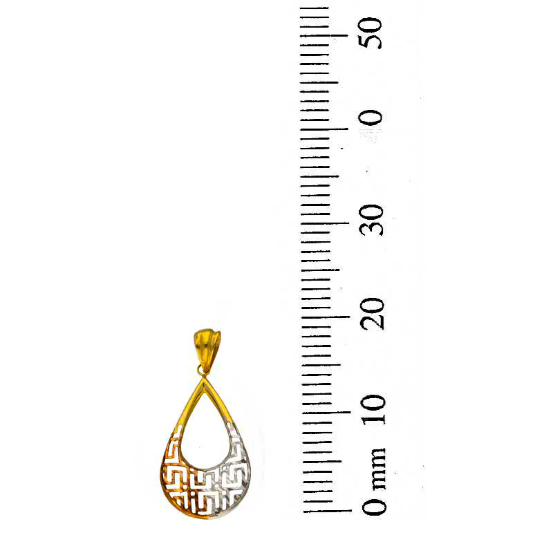 Dual Tone Gold Pear Shaped Pendant 18KT - FKJPND18KU1090 - Image 2