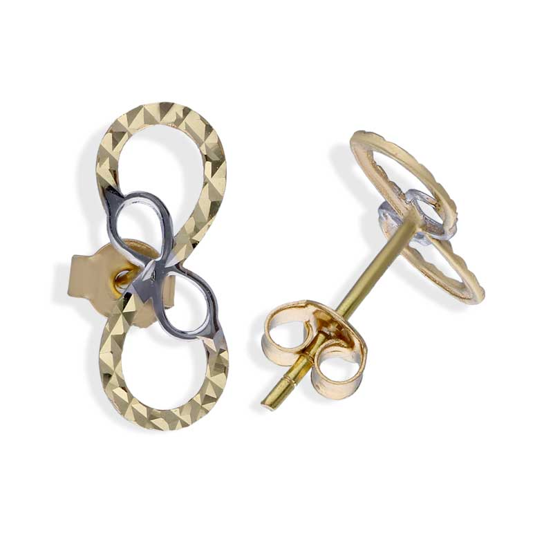 Dual Tone Gold Twin Infinity Stud Earrings 18KT - FKJERN18KU3080