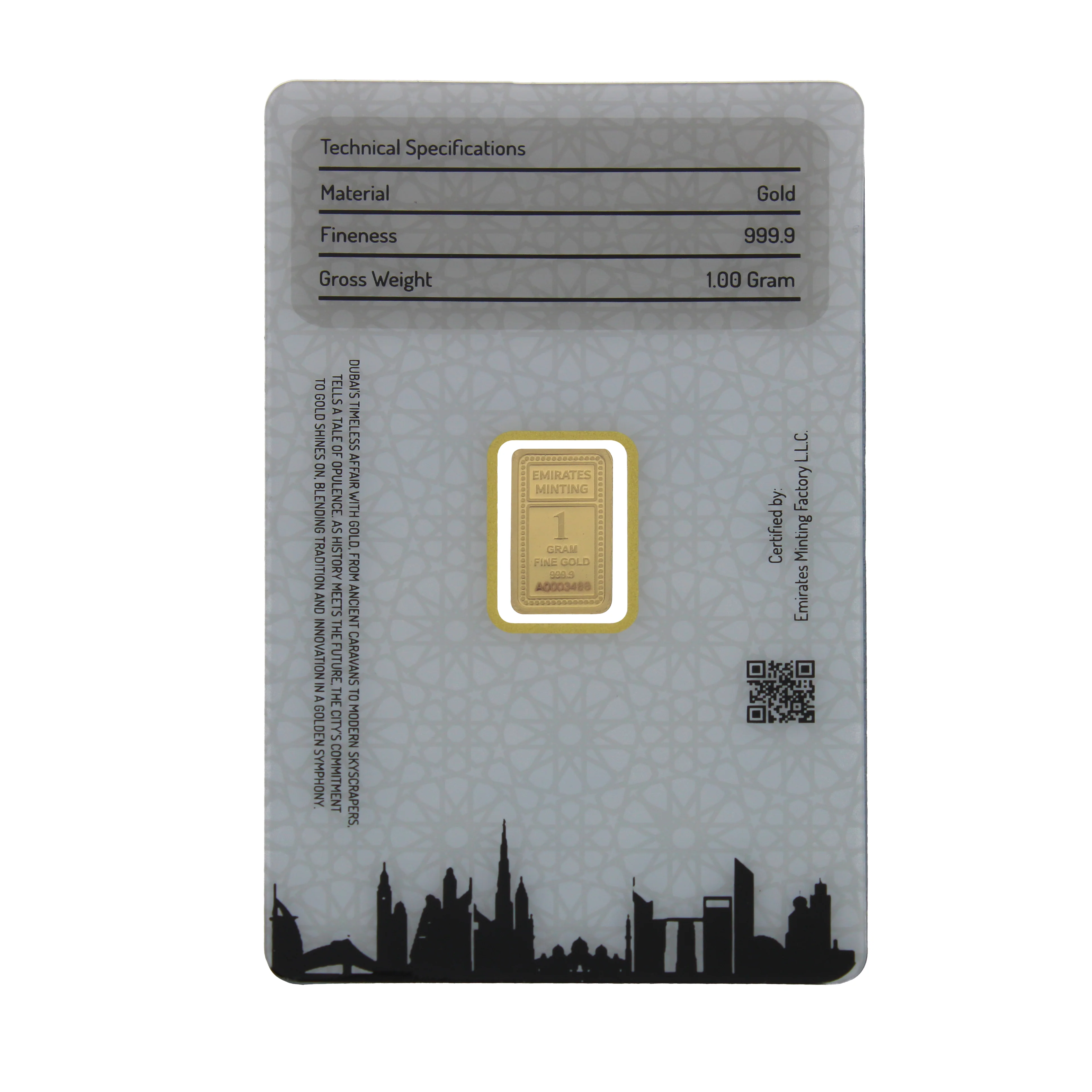 Emirates Minting 1 Gram Flower Girl Gold Bar 24KT 999.9 Purity - FKJGBR24K6798 - Image 2