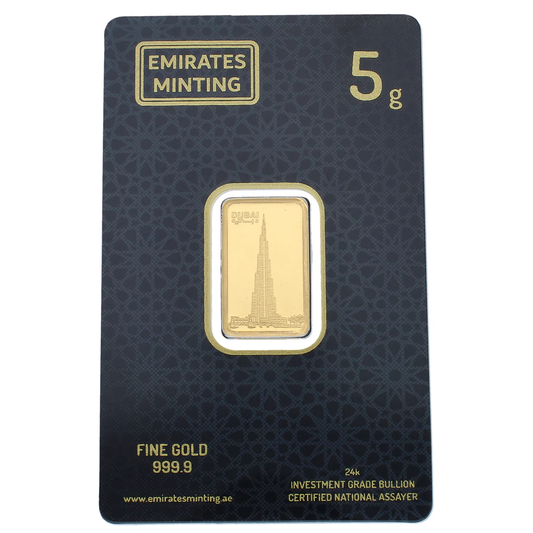 Emirates Minting 5 Grams Burj Khalifa Design Gold Bar 999.9 Purity - FKJGBR24K2361