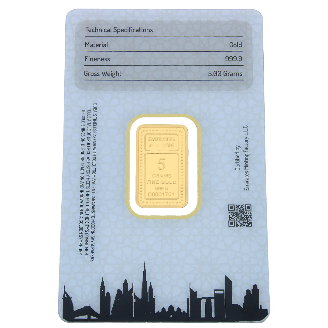Emirates Minting 5 Grams Double Rose Design Gold Bar 999.9 Purity - FKJGBR24K2355 - Image 2