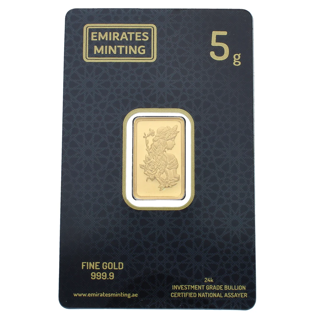 Emirates Minting 5 Grams Flower Girl Design Gold Bar 999.9 Purity - FKJGBR24K2362