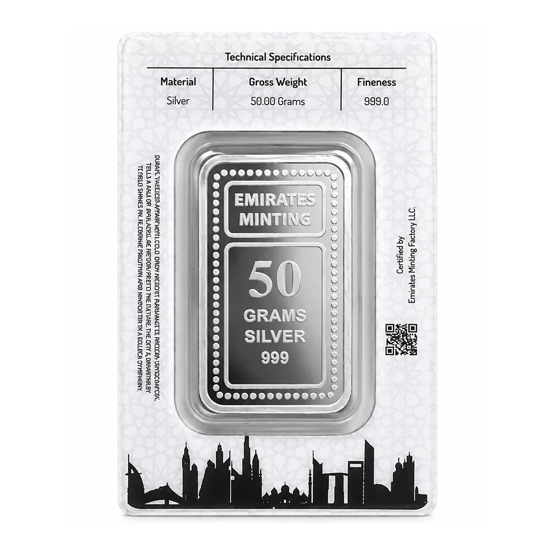 Emirates Minting 50 Grams Flower Silver Bar 999.0 Purity - FKJGBRSL6839 - Image 2