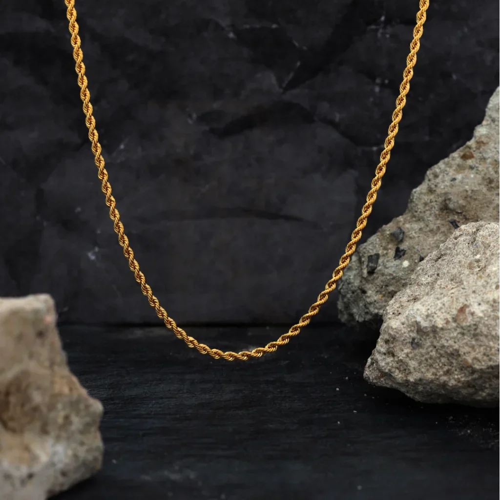 Gold 18 Inches Rope Chain 21KT - FKJCN21KM8347