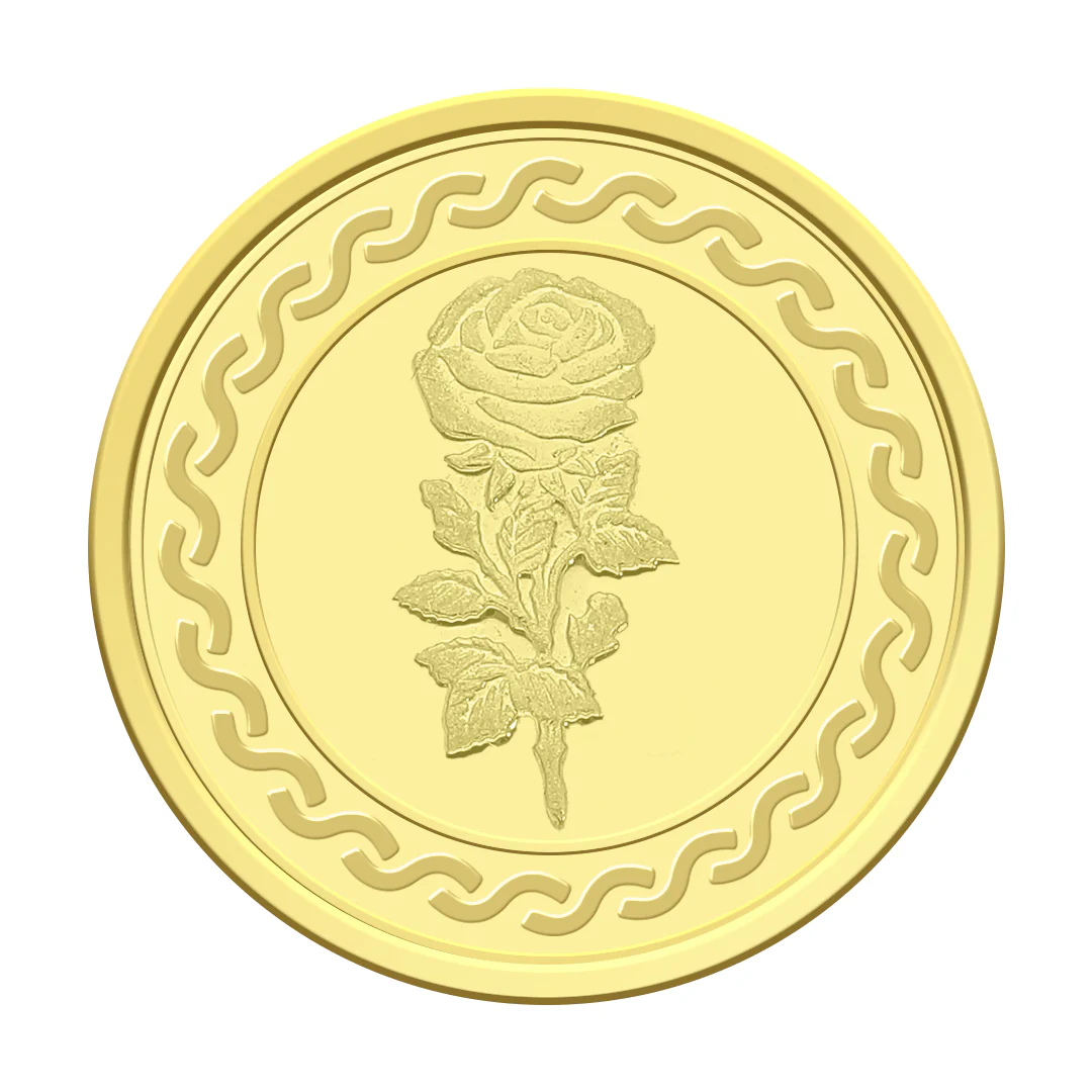 Gold 22KT Flower Design 5 Grams Coin - FKJCON22K2300 - Image 4