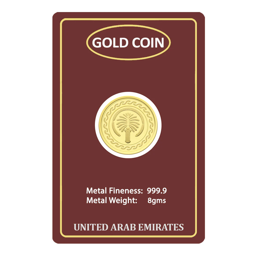 Gold 8 Gram Dubai Palm Coin 24KT 999.9 Purity - FKJCON24KU4014 - Image 2