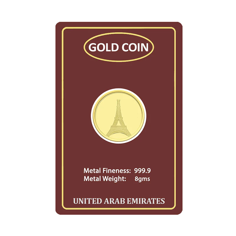 Gold 8 Grams Eiffel Tower Coin 24KT 999.9 Purity - FKJCON24K2279 - Image 2