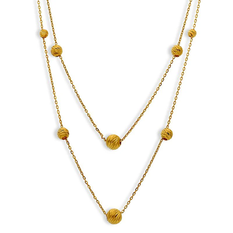 Gold Ball Necklace 21KT - FKJNKL21K2543 - Image 2
