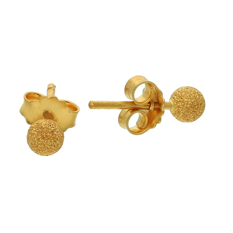 Gold Ball Stud Earrings 21KT - FKJERN21K2428 - Image 5