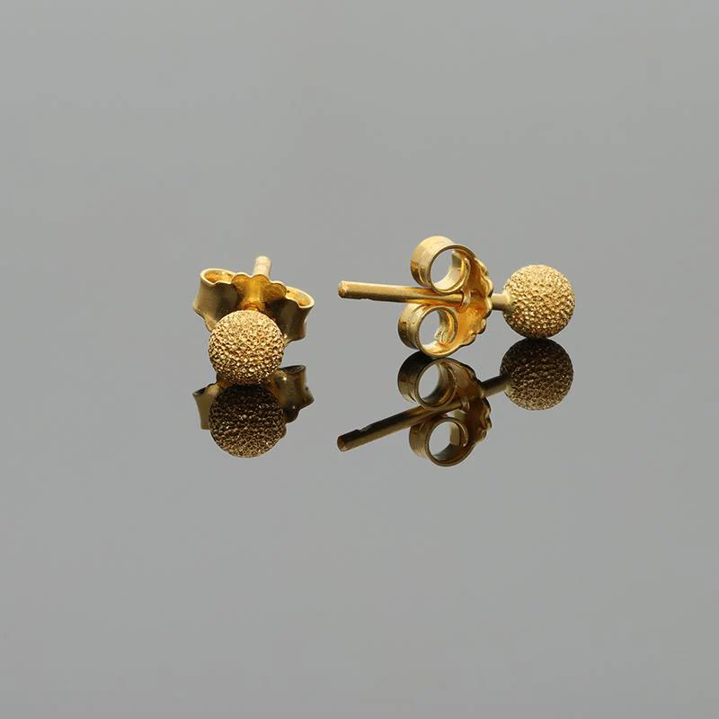 Gold Ball Stud Earrings 21KT - FKJERN21K2428 - Image 6