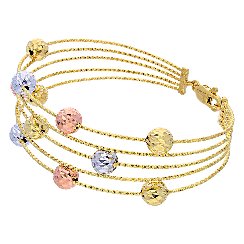 Gold Balls Bangle in 18KT - FKJBNG18KU2005 - Image 3