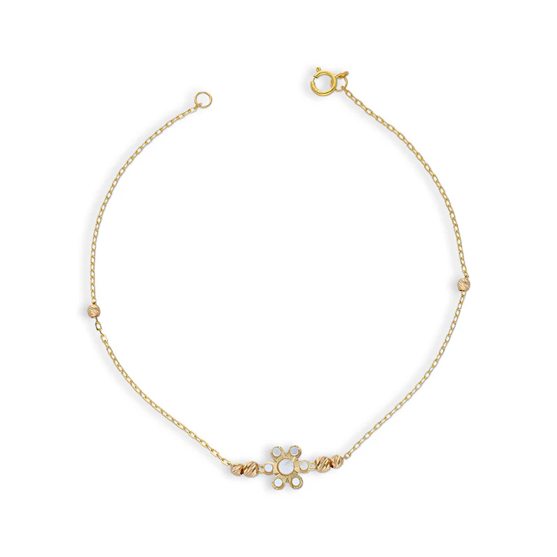 Gold Beads and Flowers Bracelet 21KT - FKJBRL21KU6046