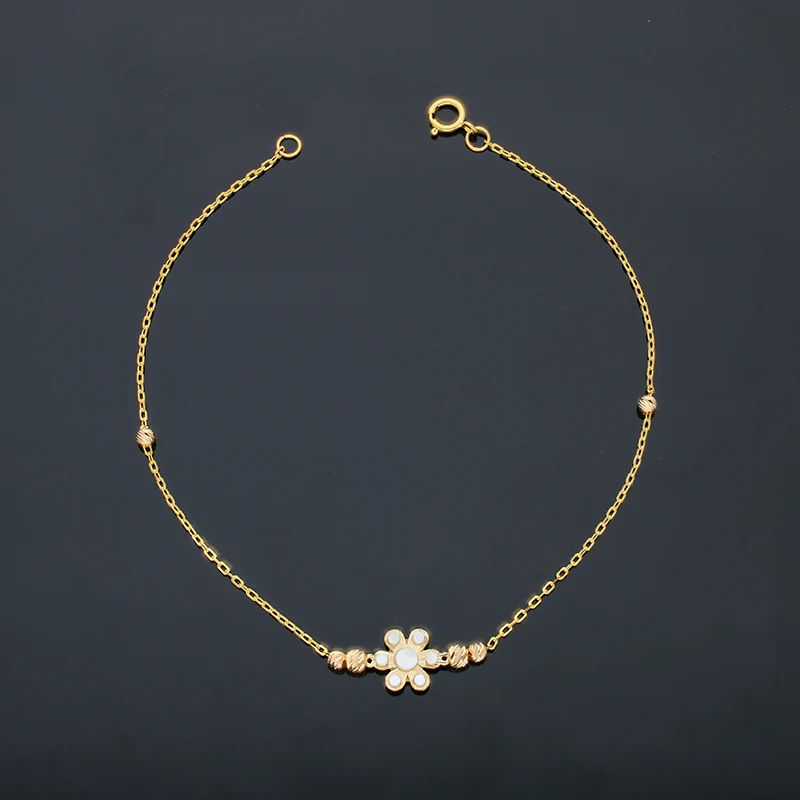 Gold Beads and Flowers Bracelet 21KT - FKJBRL21KU6046 - Image 3