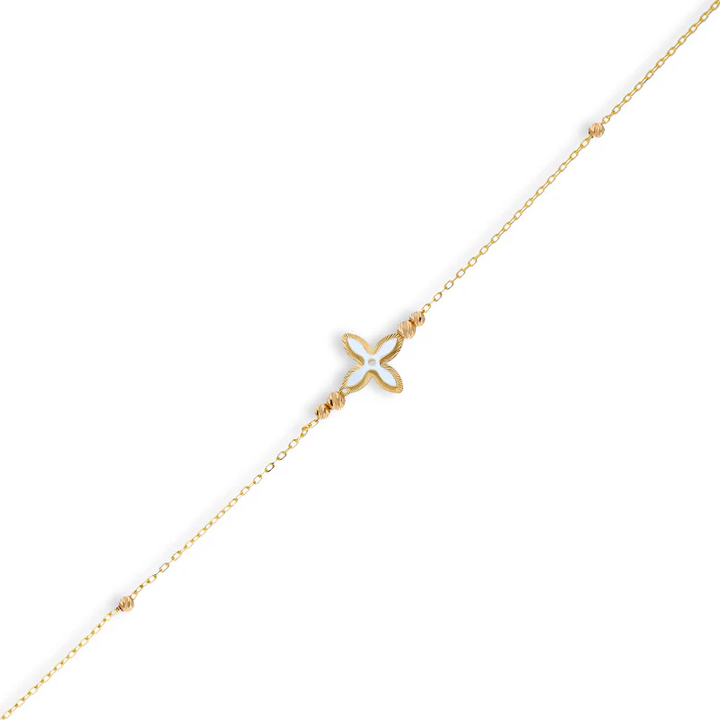 Gold Beads and Flowers Bracelet 21KT - FKJBRL21KU6034 - Image 2