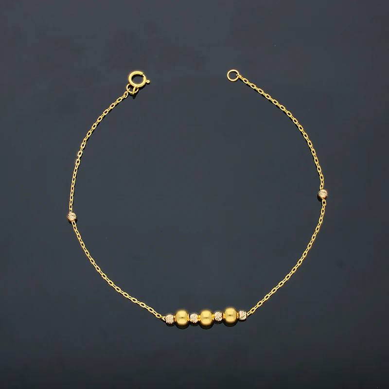 Gold Beads Bracelet 21KT - FKJBRL21KU6045 - Image 3