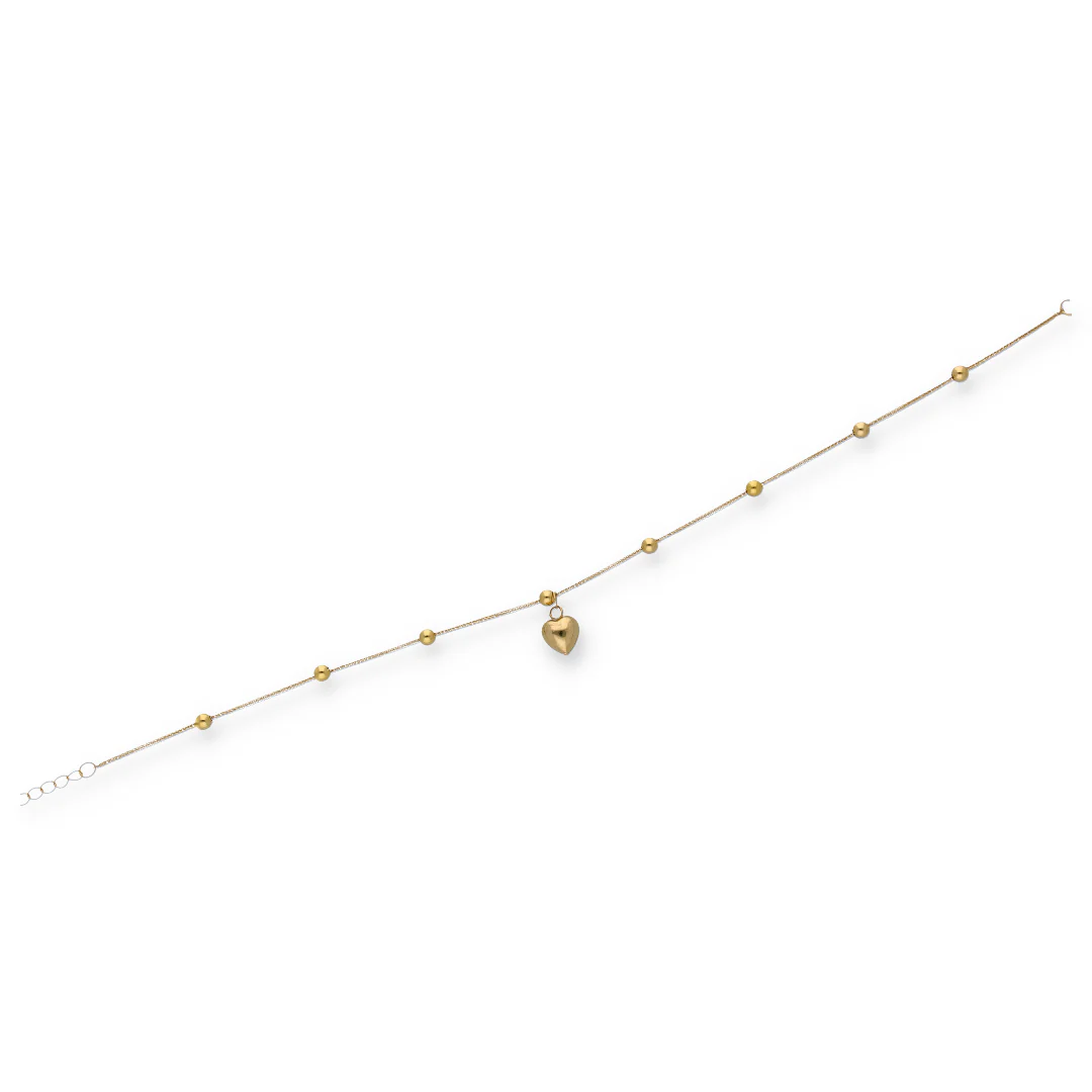 Gold Beads With Heart Shape Bracelet 18KT - FKJBRL18KU6342 - Image 2