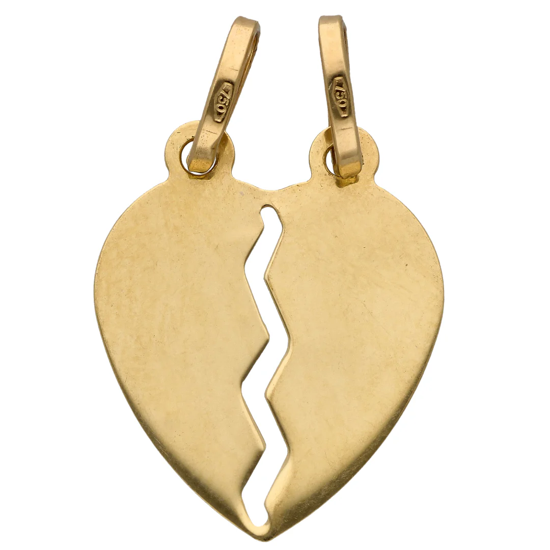 Gold Broken Heart Shaped Pendant 18KT - FKJPND18KU6606 - Image 2