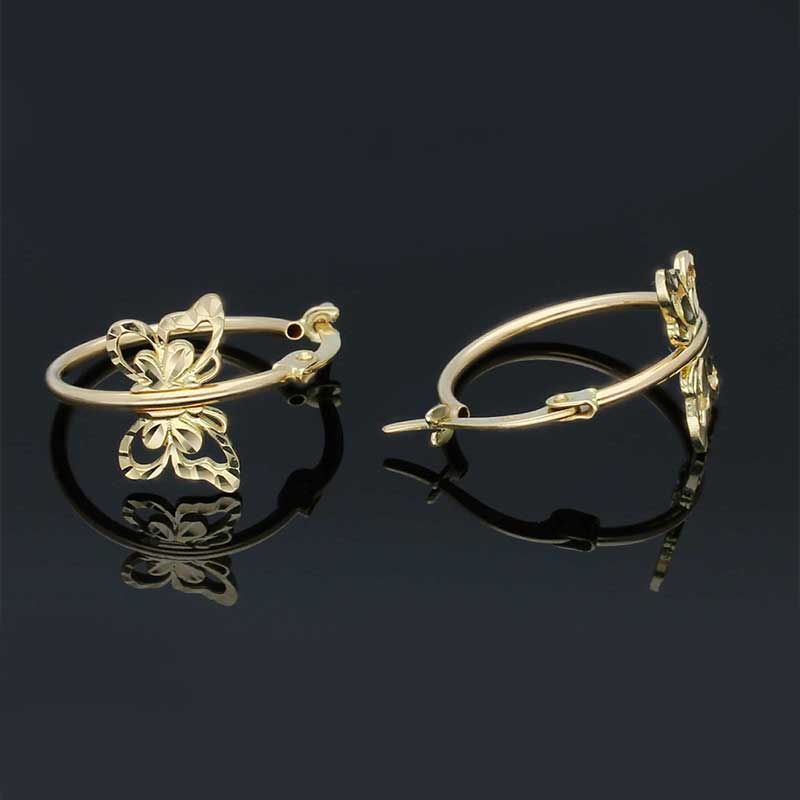 Gold Butterfly Clip on Hoop Earrings 18KT - FKJERN18KU3132 - Image 3