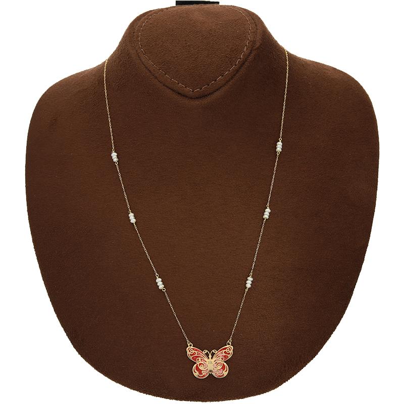Gold Butterfly Necklace 18KT - FKJNKL18K2545 - Image 4