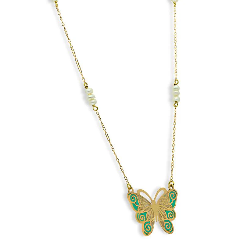 Gold Butterfly Necklace 18KT - FKJNKL18K2555 - Image 2