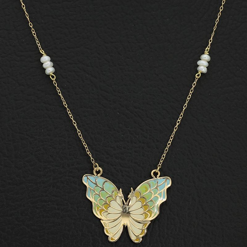 Gold Butterfly Necklace 18KT - FKJNKL18K2556 - Image 3