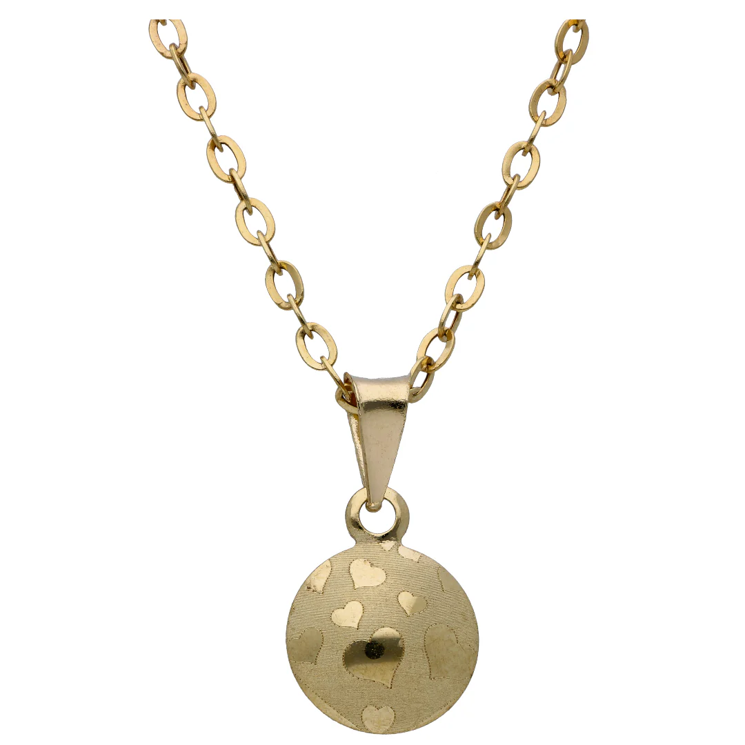 Gold Circle Shaped Pendant Set 18KT - FKJNKLST18KU6522 - Image 2