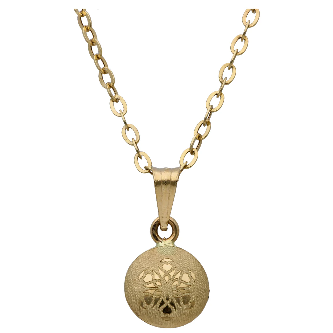 Gold Circle Shaped Pendant Set 18KT - FKJNKLST18KU6523 - Image 2