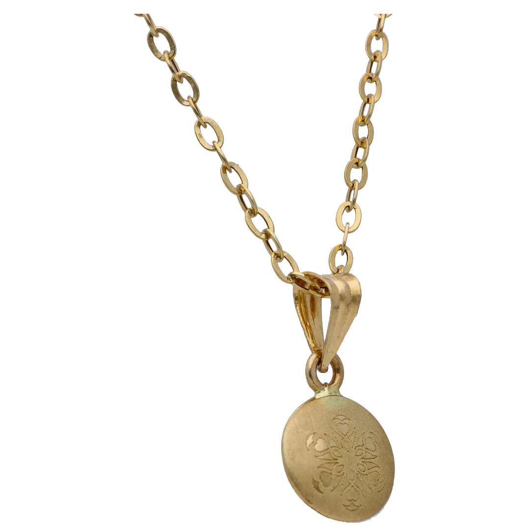 Gold Circle Shaped Pendant Set 18KT - FKJNKLST18KU6523 - Image 3