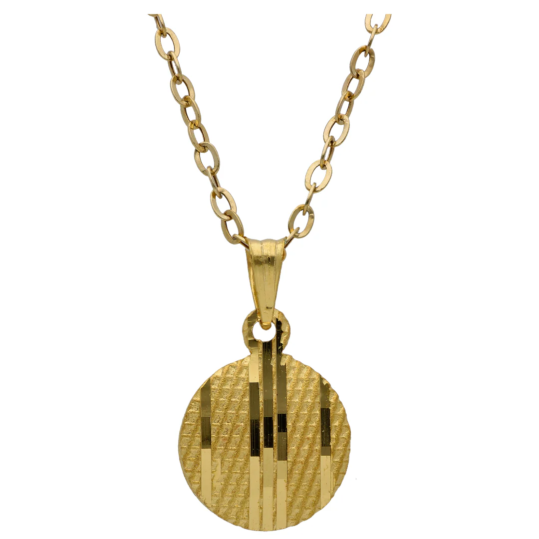 Gold Circle Shaped Pendant Set 18KT - FKJNKLST18KU6526 - Image 2