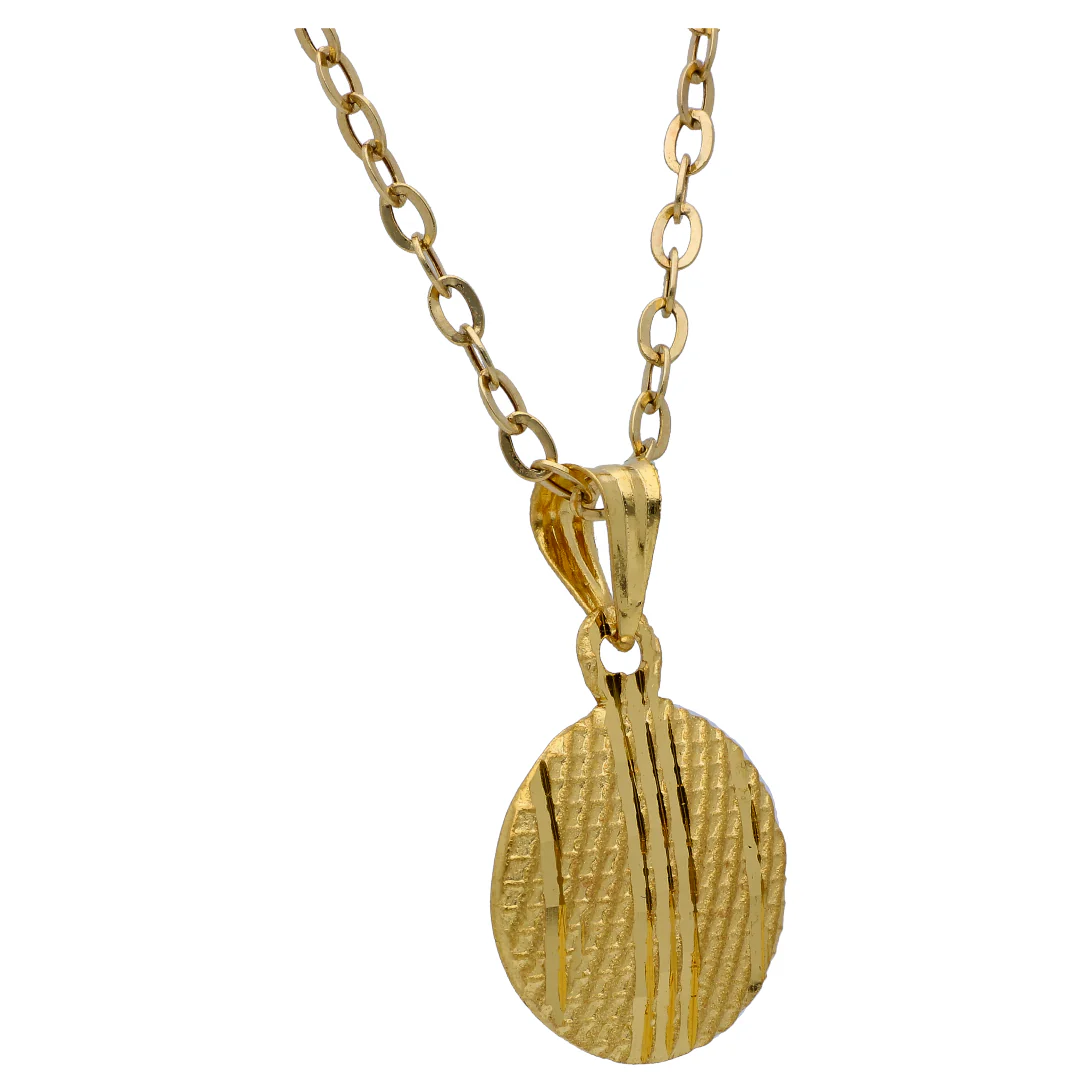 Gold Circle Shaped Pendant Set 18KT - FKJNKLST18KU6526 - Image 3