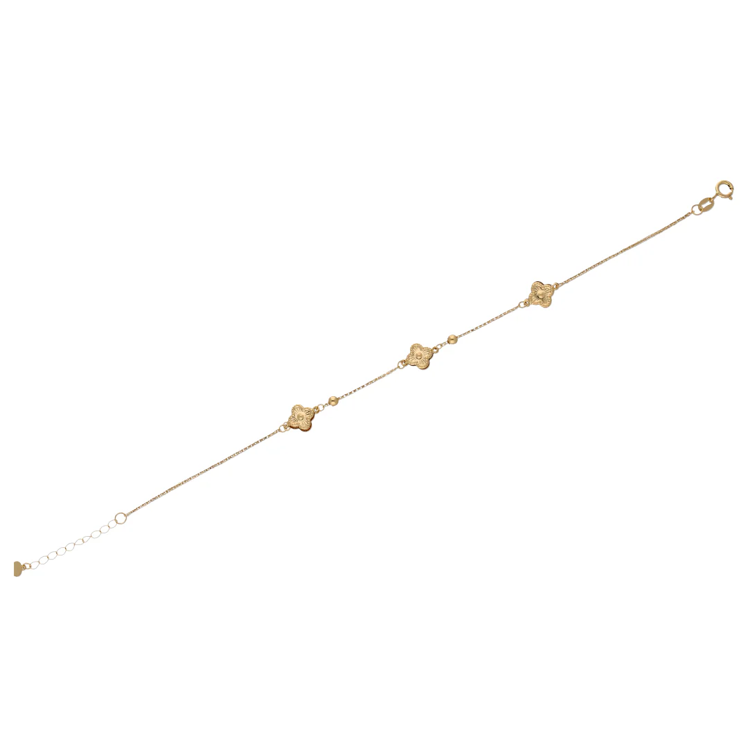 Gold Clover Leaf Bracelet 18KT - FKJBRL18KU6597 - Image 2