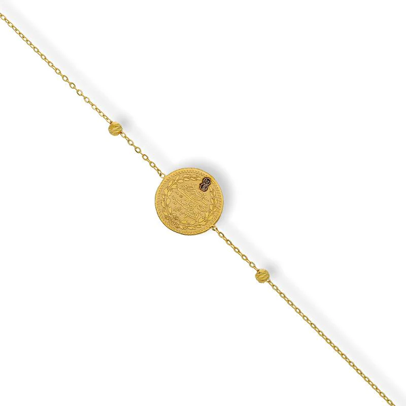 Gold Coin Bracelet 21KT - FKJBRL21K2243 - Image 2