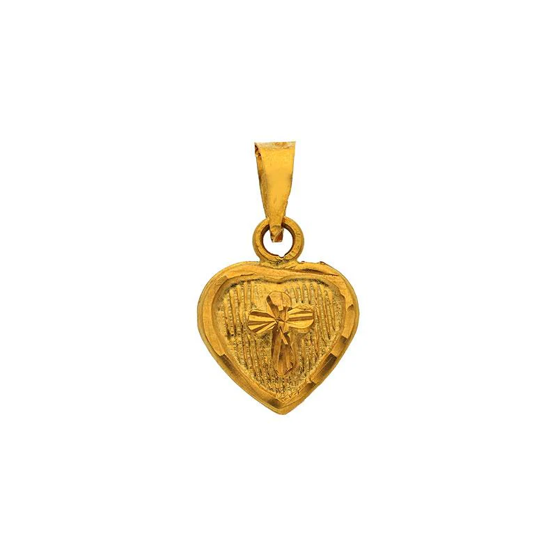 Gold Cross Heart Pendant 18KT - FKJPND18K2573