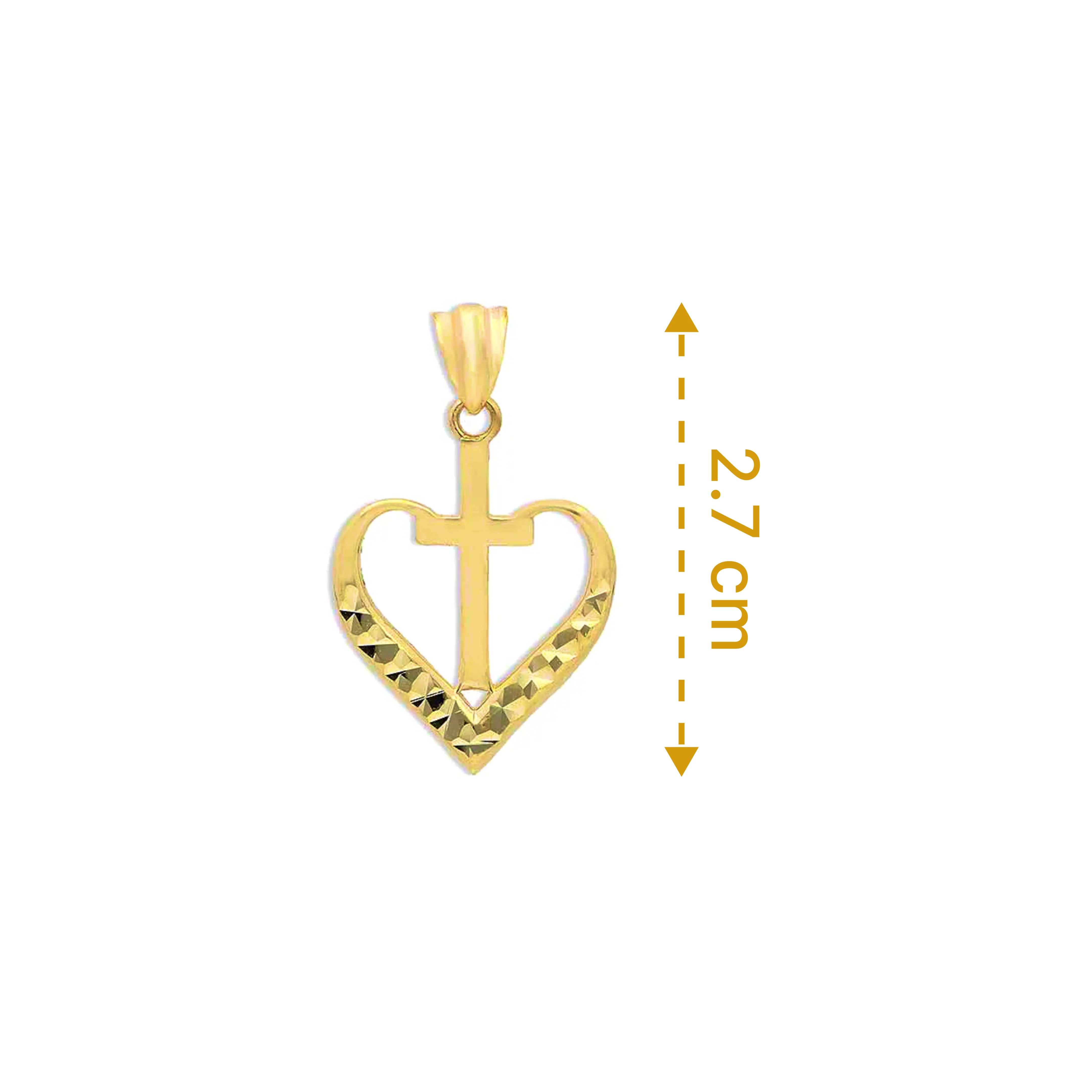 Gold Cross In Heart Pendant 18KT - FKJPND18KU1139 - Image 2