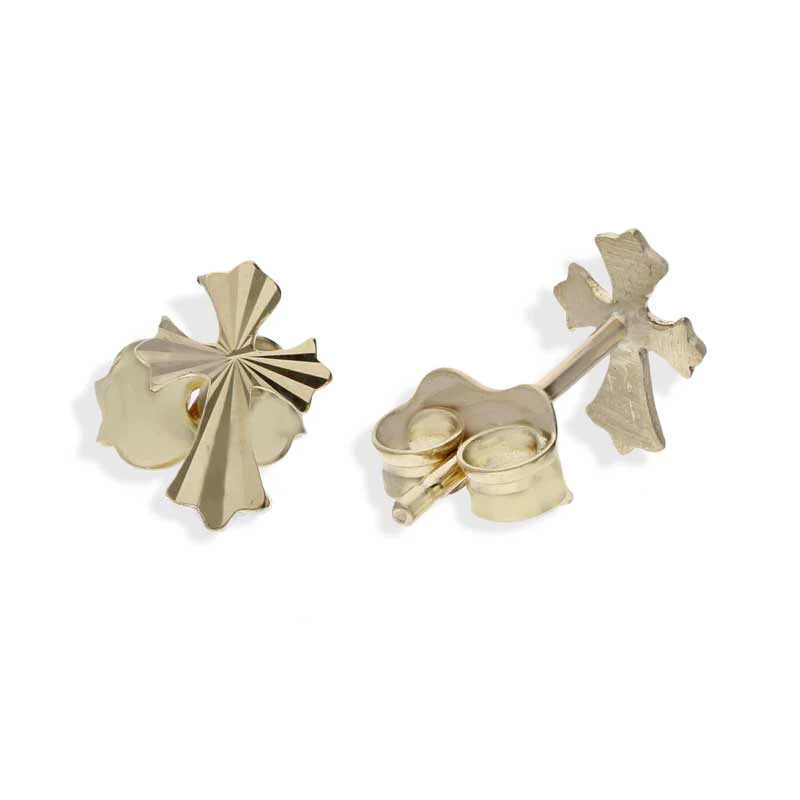 Gold Cross Stud Earrings 18KT - FKJERN18KU3066