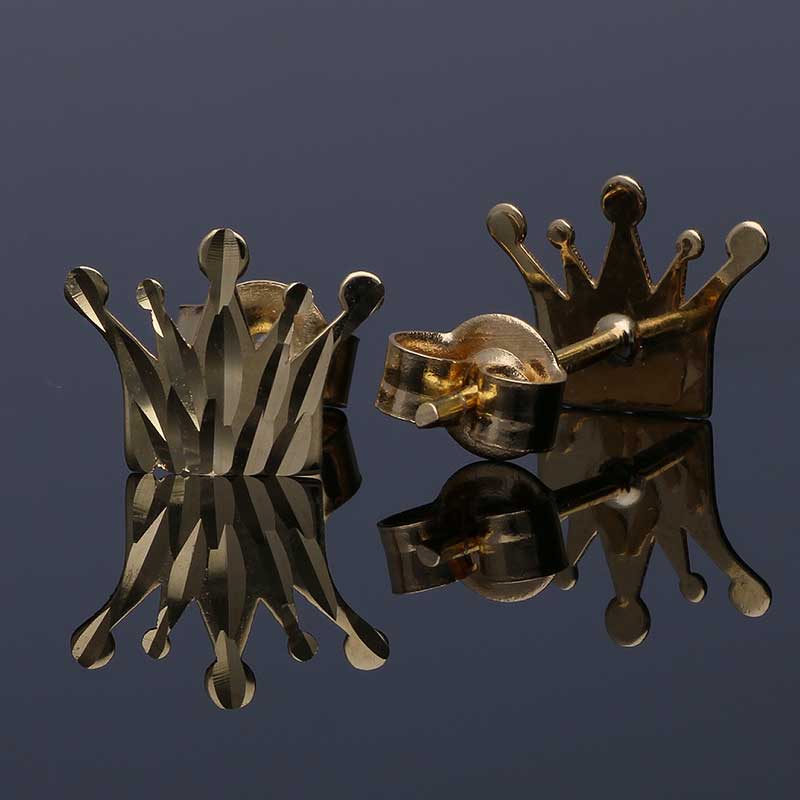 Gold Crown Stud Earrings 18KT - FKJERN18KU3060 - Image 3