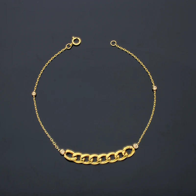 Gold Curb Bracelet 21KT - FKJBRL21KU6036 - Image 3