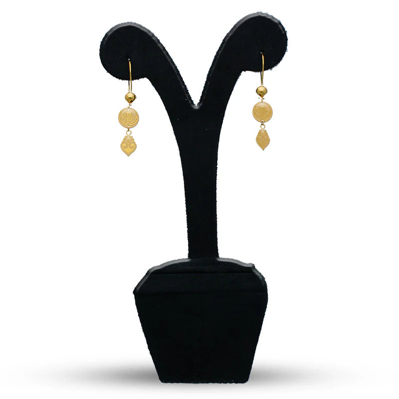 Gold Drop Earrings 21KT - FKJERN21KU3167 - Image 3