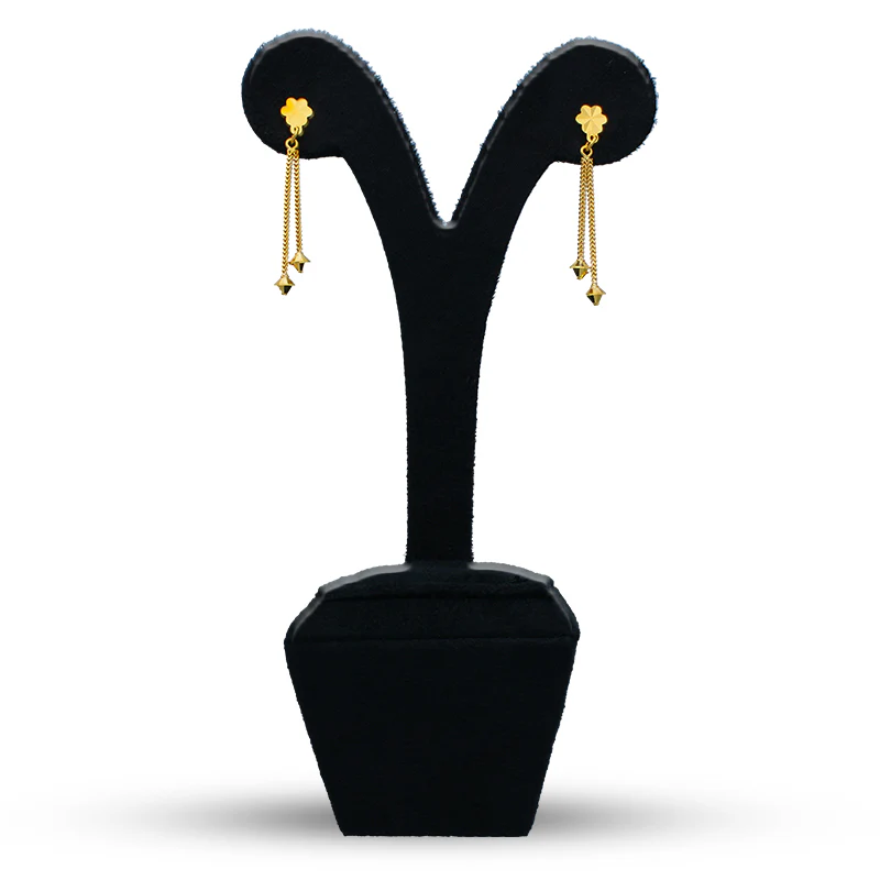 Gold Drop Earrings 21KT - FKJERN21KU3168 - Image 3